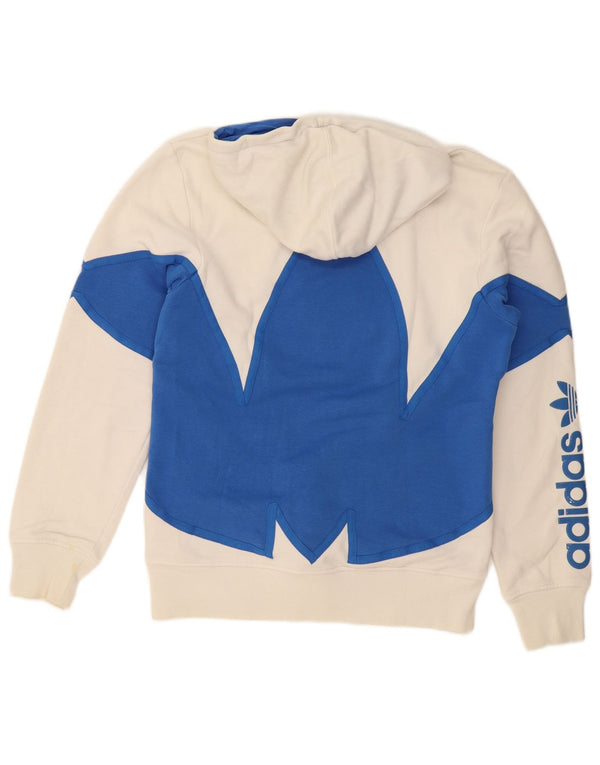 Felpa con cappuccio grafica da uomo Adidas, piccola, in cotone color block bianco