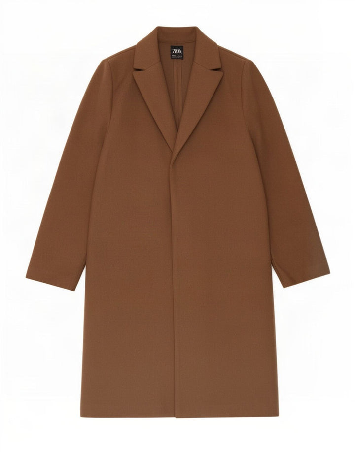 Soprabito aperto da donna Zara UK 16 grande poliestere marrone