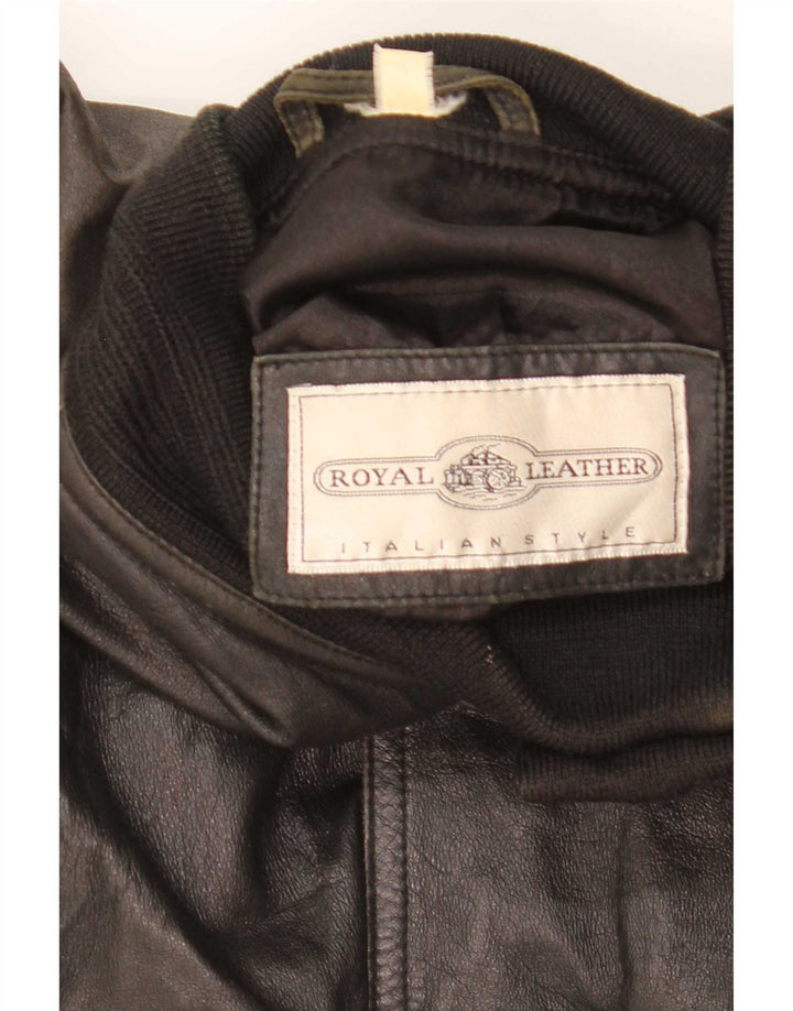 Giacca bomber da uomo vintage in pelle IT 46 piccola in pelle nera