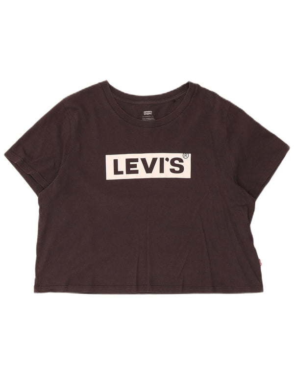T-shirt grafica corta da donna Levi's Top UK 14 grande cotone nero