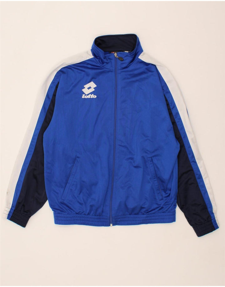 LOTTO Mens Tracksuit Top Jacket UK 42/44 Large Blue Colourblock Polyester Vintage Lotto and Second-Hand Lotto from Messina Hembry 