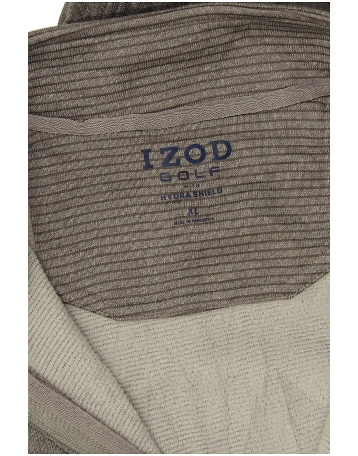 Maglione da golf da uomo con zip e collo Izod XL a righe grigie