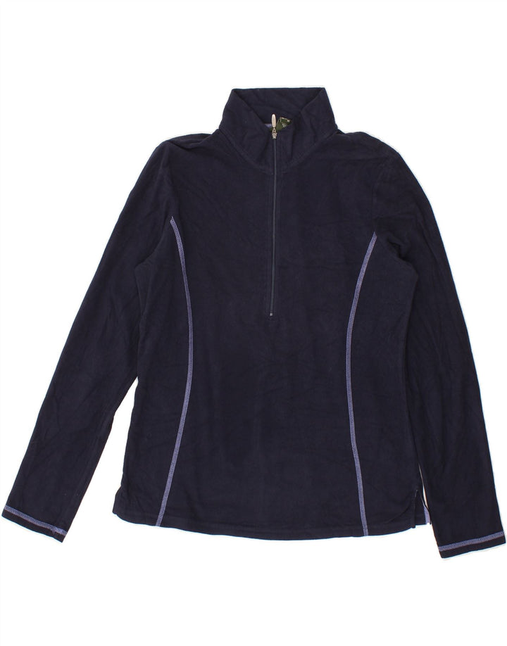 EDDIE BAUER Womens Zip Neck Fleece Jumper UK 14 Medium Navy Blue Polyester Vintage Eddie Bauer and Second-Hand Eddie Bauer from Messina Hembry 