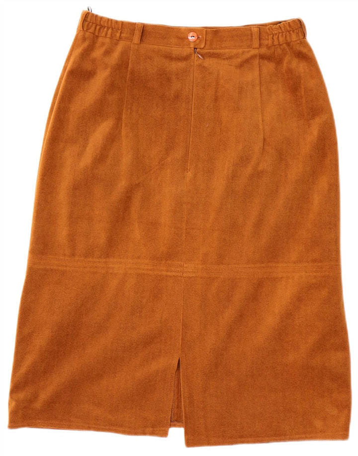 Gonna dritta in velluto da donna vintage media W28 poliestere marrone