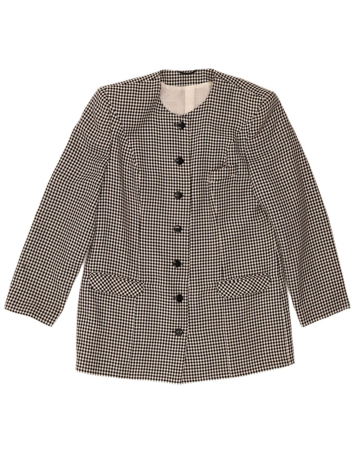 Giacca blazer vintage da donna a 7 bottoni IT 44 poliestere maculato nero medio