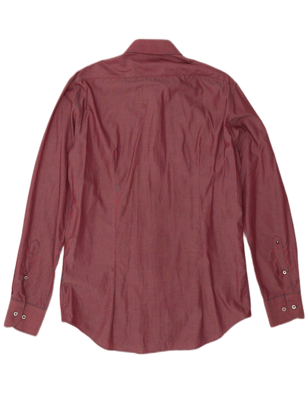 Camicia sartoriale da uomo Tommy Hilfiger taglia 40 15 3/4 gessato rosso medio