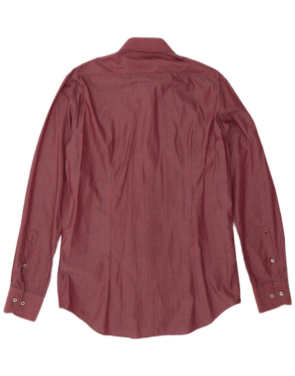 Camicia sartoriale da uomo Tommy Hilfiger taglia 40 15 3/4 gessato rosso medio