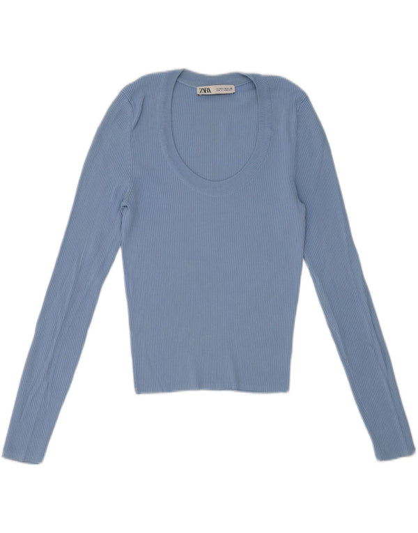 Top a maniche lunghe da donna Zara a maniche lunghe UK 12 Blu medio