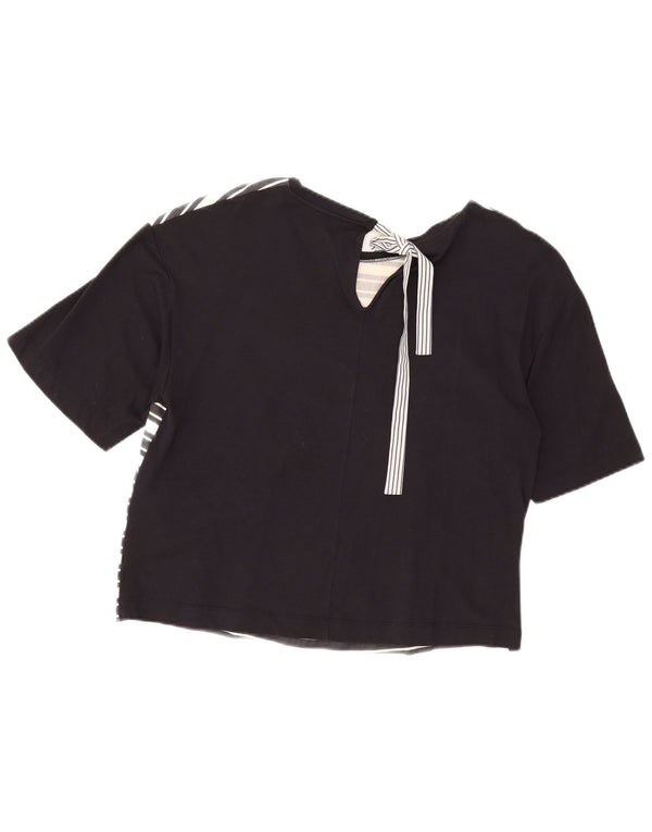 Max&Co. T-shirt grafica corta da donna Top UK 16 grande cotone a righe nere