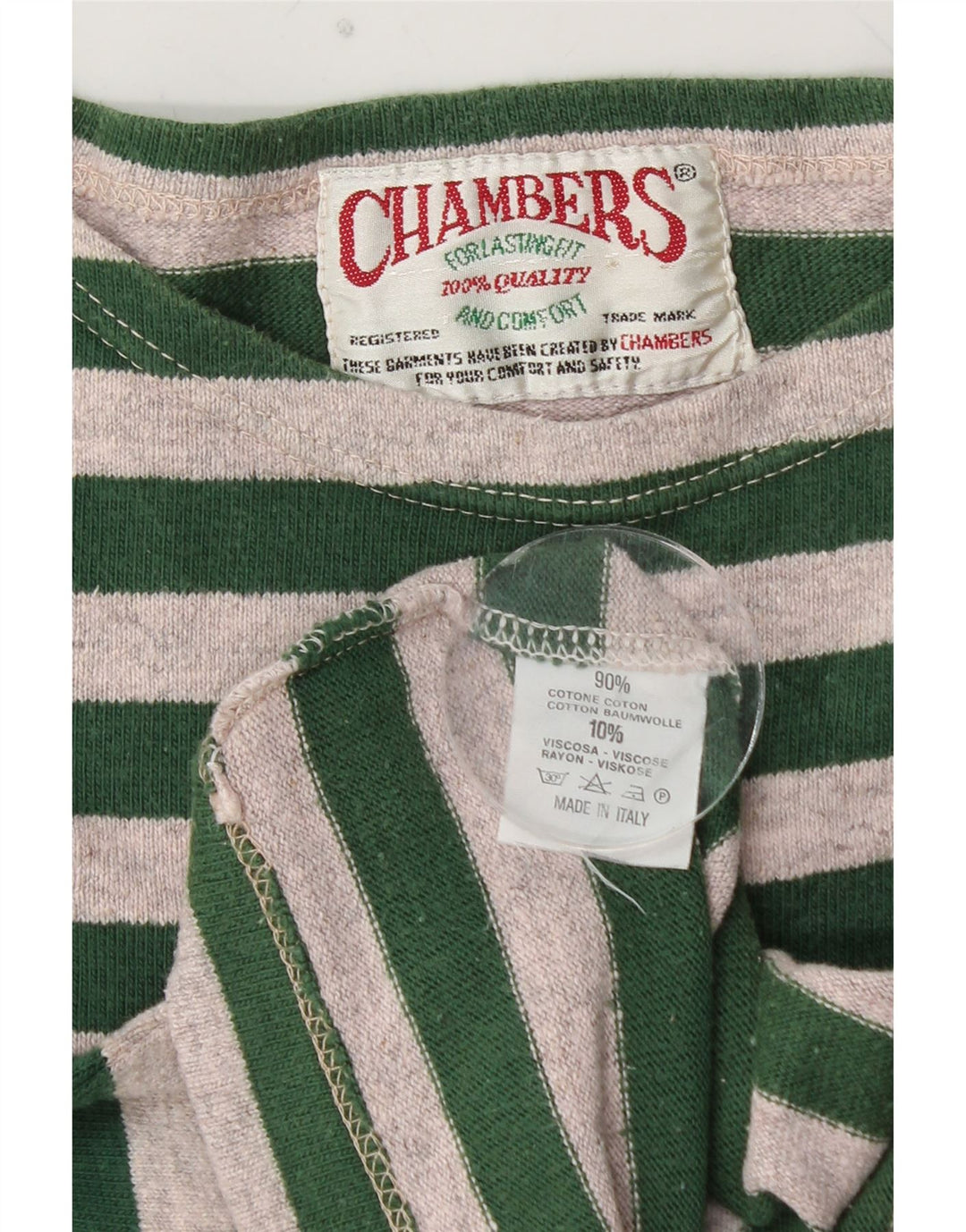 CHAMBERS T-shirt grafica da uomo Top in cotone a righe verde medio