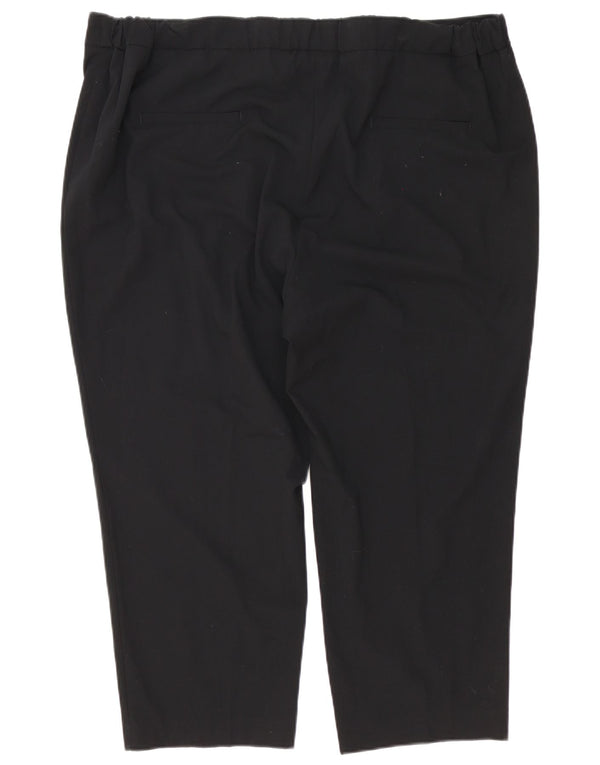 Pantaloni Capri a vita alta da donna Marks & Spencer UK 24 4XL W48 L25 Nero