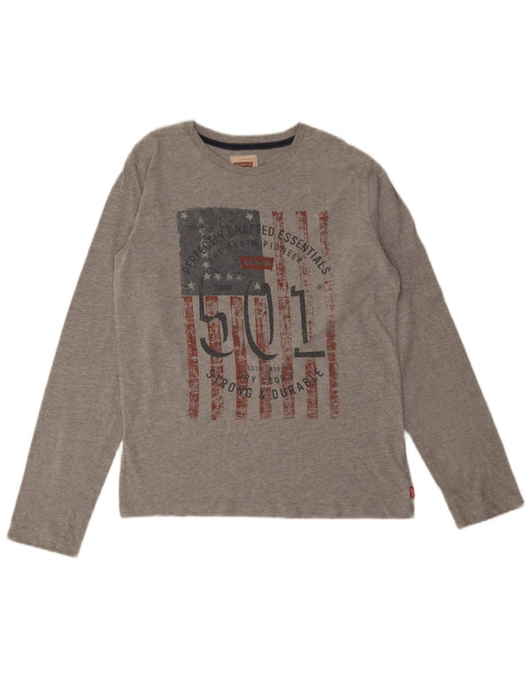 Maglietta grafica da bambino Levi's a maniche lunghe 15-16 anni in cotone grigio