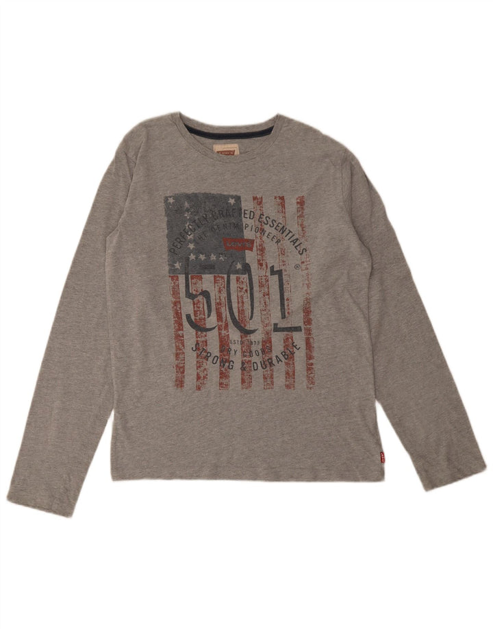 Maglietta grafica da bambino Levi's a maniche lunghe 15-16 anni in cotone grigio