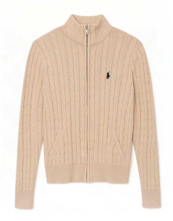 Maglione cardigan da donna Ralph Lauren UK 12 Cotone beige medio