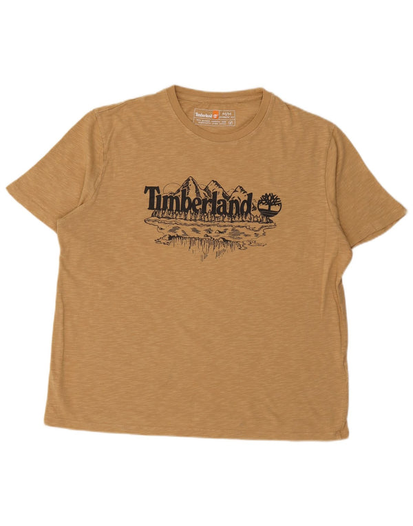 TIMBERLAND T-shirt grafica autentica da uomo Top in cotone chiazzato beige medio
