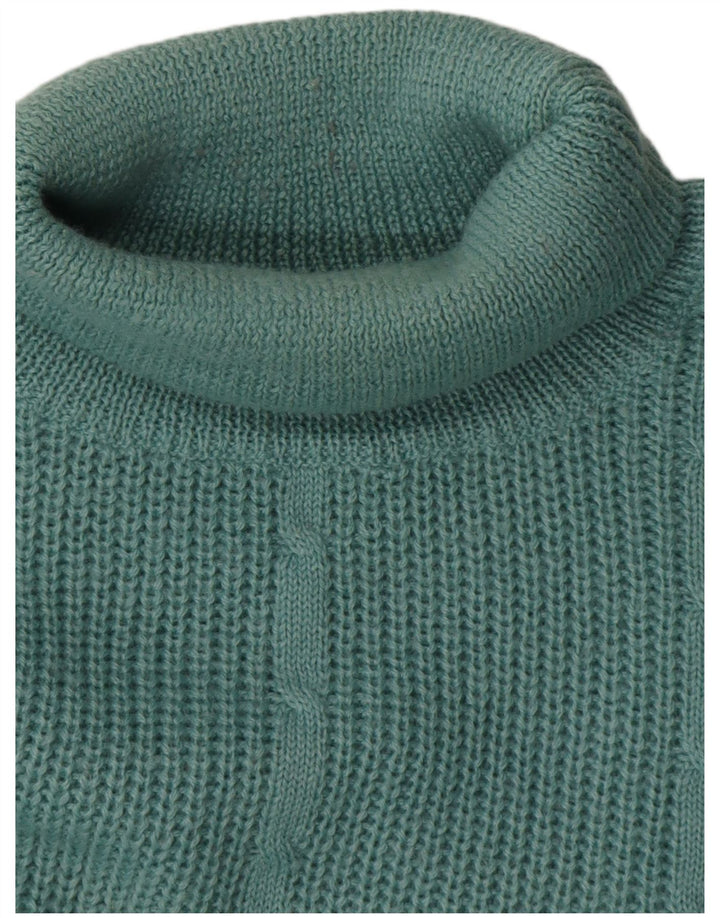 Maglione maglione vintage da uomo con collo alto, grande verde