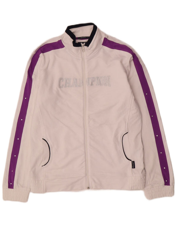 Champion Womens Heritage Fit Tracksuit Top Jacket UK 18 XL White