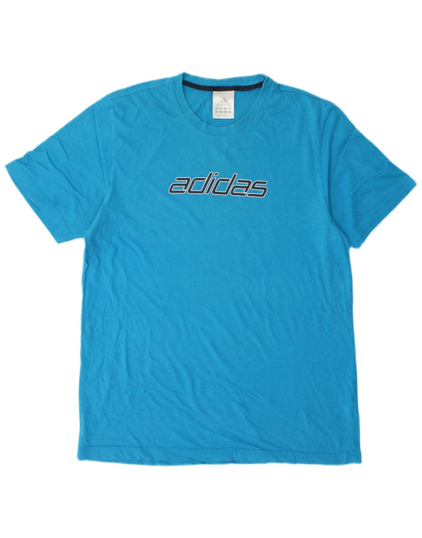 T-shirt grafica da uomo Adidas Top UK 42/44 grande cotone blu