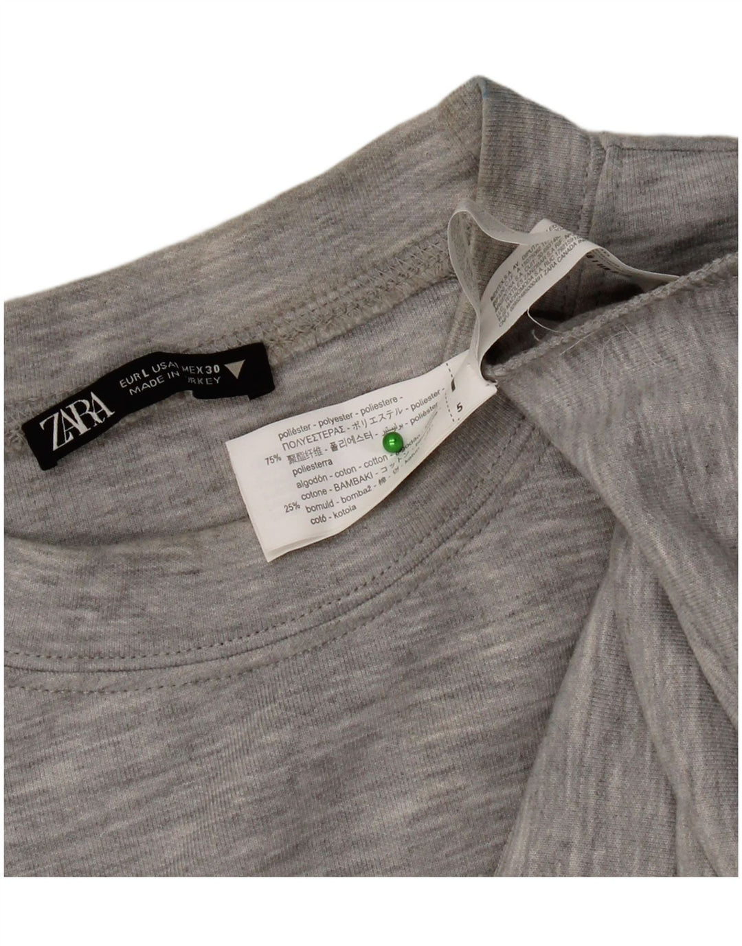 T-shirt da donna Zara UK 16 grande poliestere chiazzato grigio