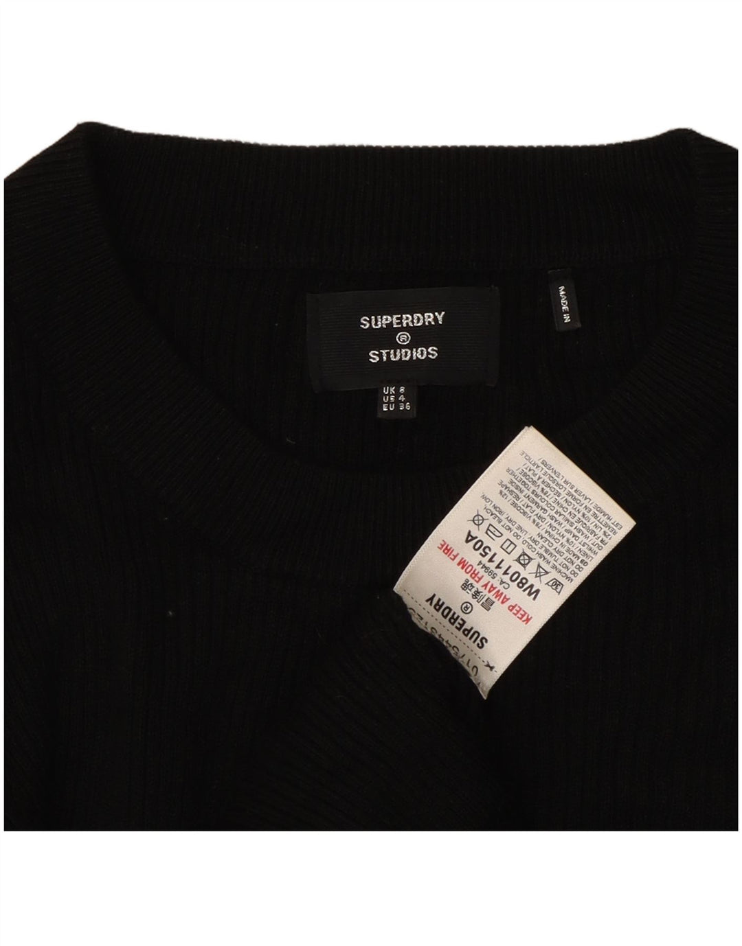 Abito maxi maglione da donna SUPERDRY UK 8 piccolo in viscosa nera