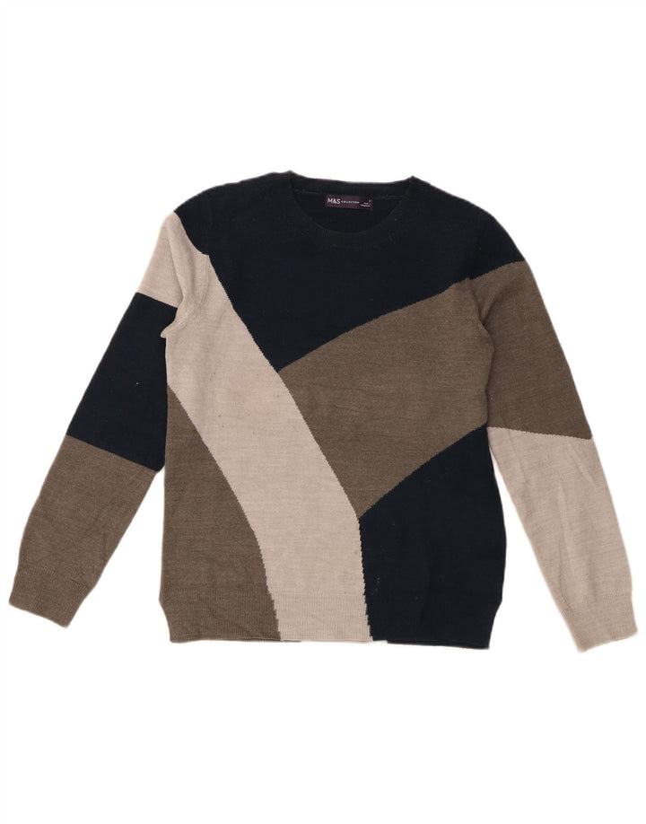 Maglione maglione girocollo da donna Marks & Spencer UK 8 Small Grey Colourblock
