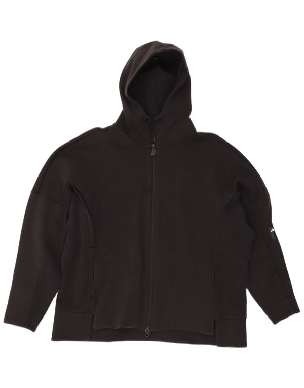 Maglione con cappuccio e zip oversize da donna Adidas UK 16/18 Large Nero Cotone