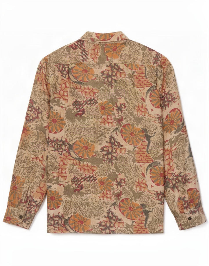 Camicia vintage da uomo piccola floreale beige