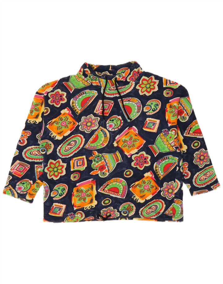 BENETTON Felpa per Bambina 11-12 Anni Grande Blu Navy Floreale