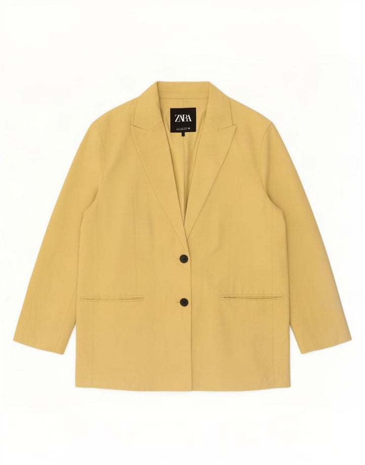 Giacca blazer a 2 bottoni da donna Zara UK 16 grande Lyocell nero