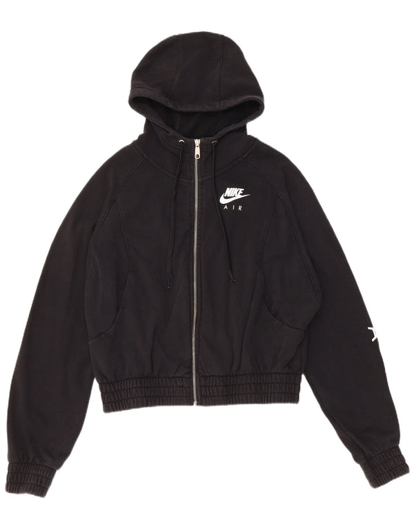 Felpa con cappuccio e zip grafica oversize da donna Nike UK 10 piccola in cotone nero