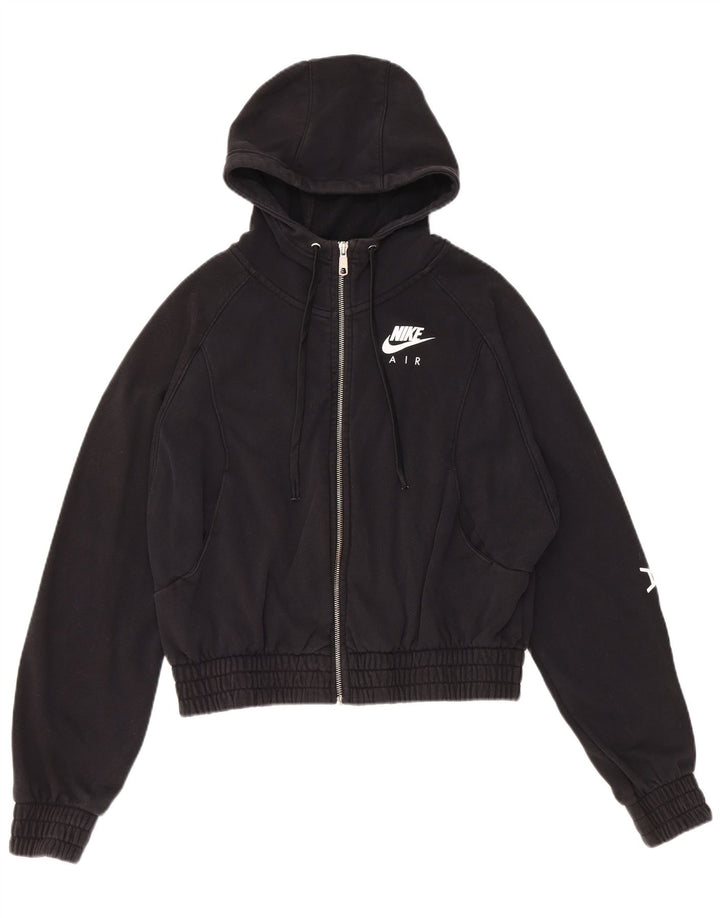 Felpa con cappuccio e zip grafica oversize da donna Nike UK 10 piccola in cotone nero