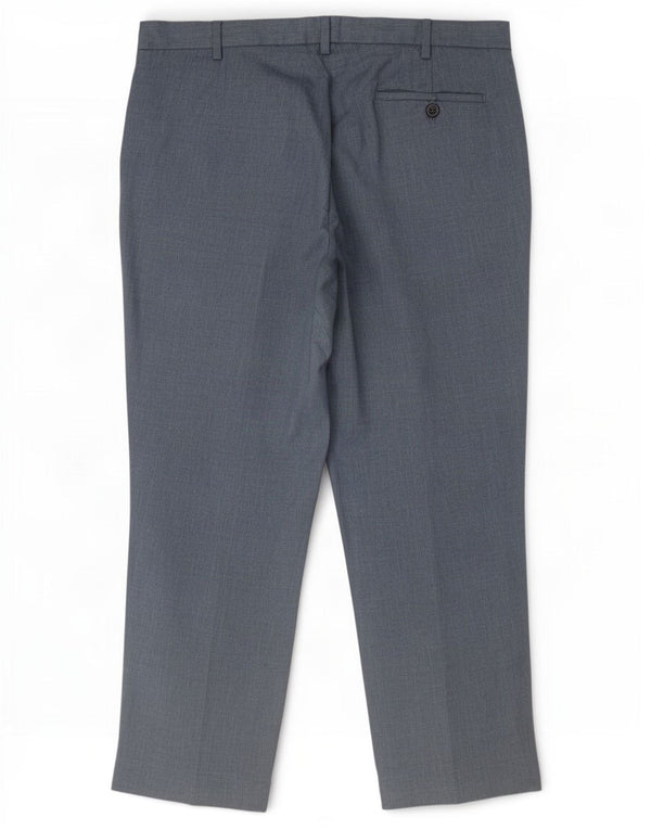 Pantaloni chino regolari da uomo Marks & Spencer W36 L29 poliestere blu navy