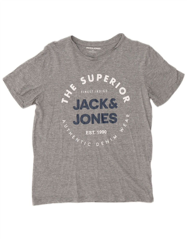 T-shirt grafica da uomo Jack & Jones Top in cotone chiazzato grigio medio