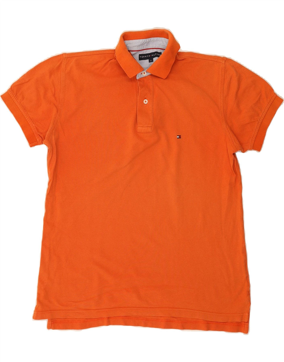 TOMMY HILFIGER Mens Polo Shirt Medium Orange Cotton Vintage Tommy Hilfiger and Second-Hand Tommy Hilfiger from Messina Hembry 