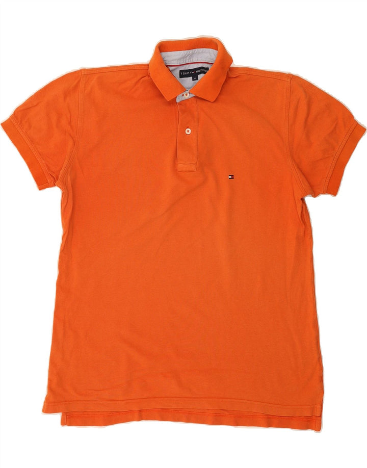 TOMMY HILFIGER Mens Polo Shirt Medium Orange Cotton Vintage Tommy Hilfiger and Second-Hand Tommy Hilfiger from Messina Hembry 