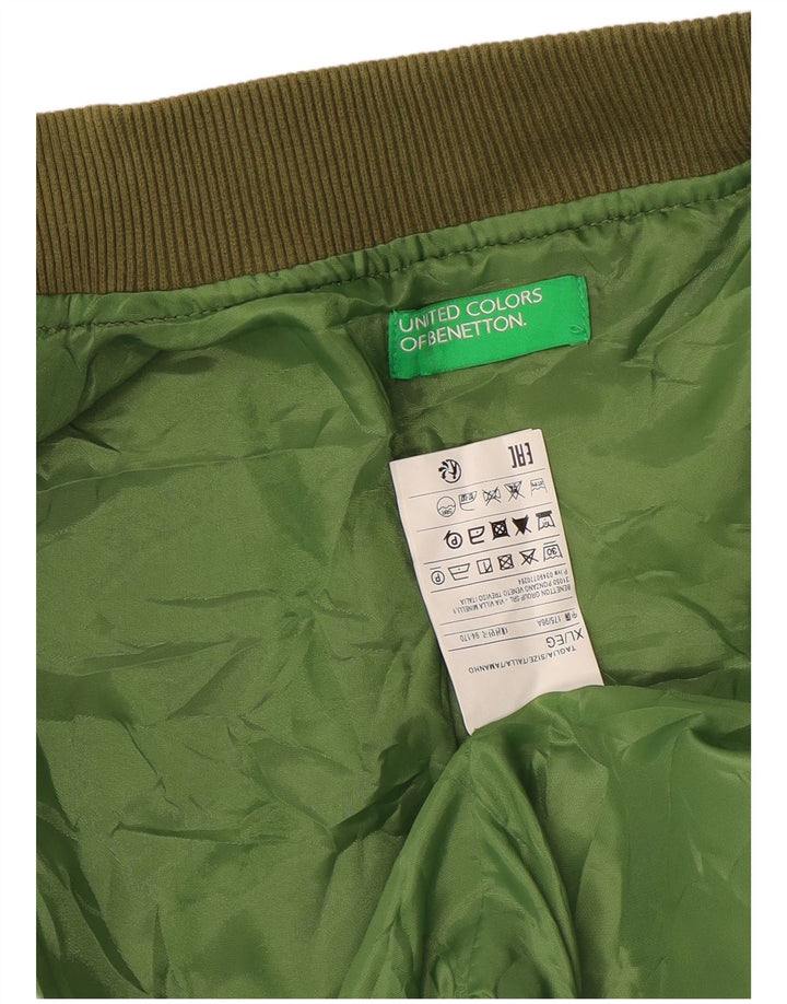 Giubbotto Bomber Ragazzo BENETTON 13-14 Anni XL Verde Poliestere