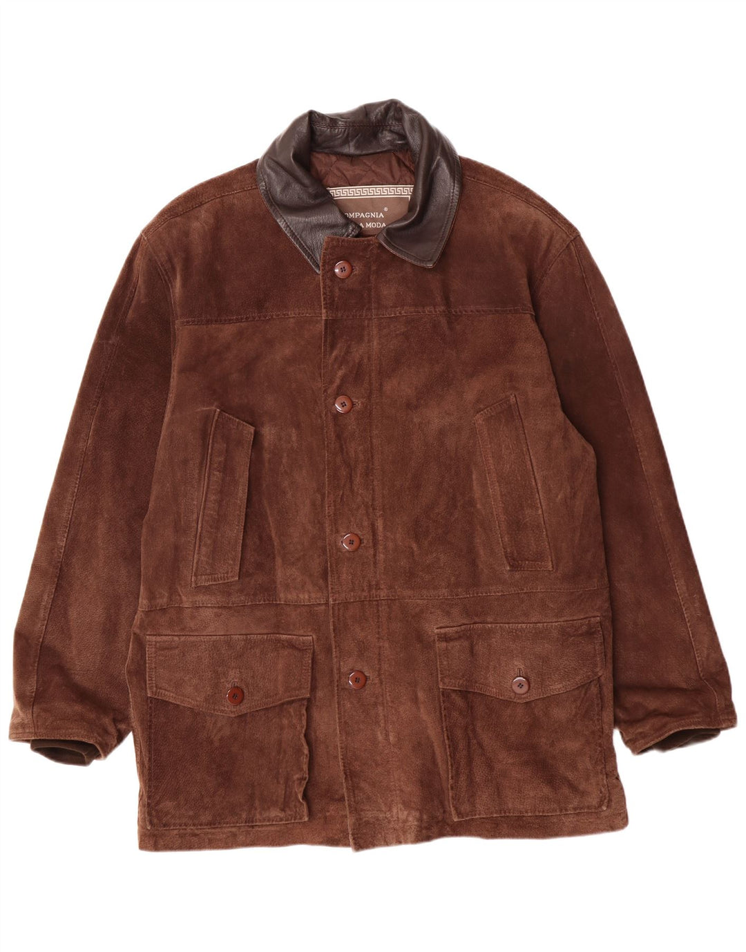 Cappotto Giacca a Vento da Uomo in Pelle Scamosciata Compagnia IT 50 Large in Pelle Marrone