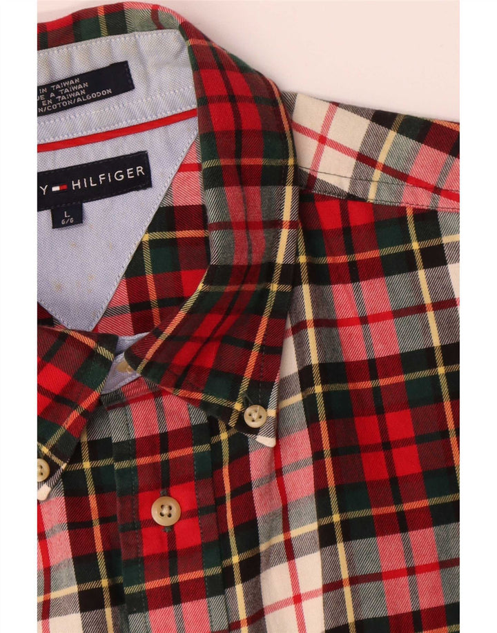 Tommy Hilfiger Camicia da uomo in flanella di cotone a quadri rossi grandi