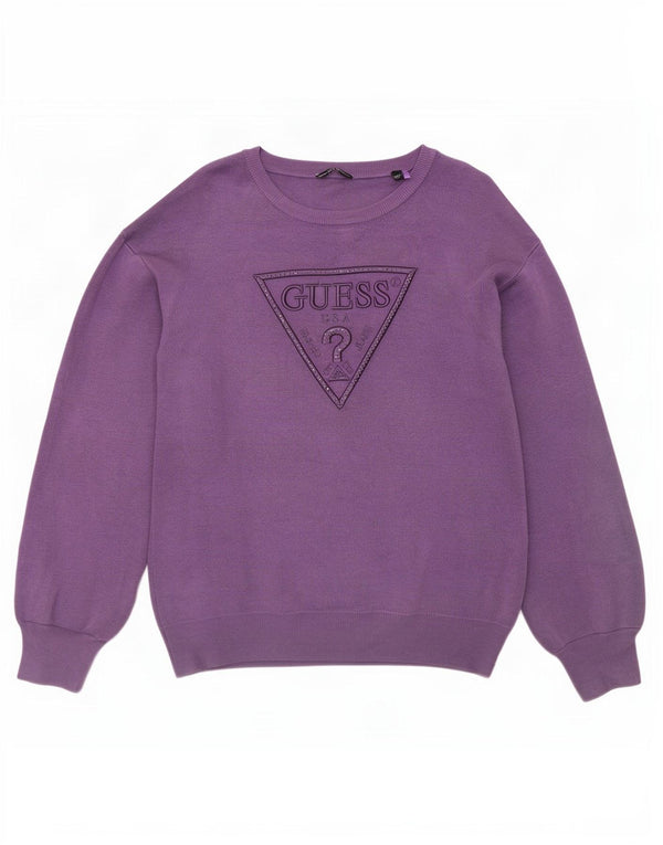 Maglione Guess per ragazze con scollo a barca con grafica 15-16 anni in viscosa viola