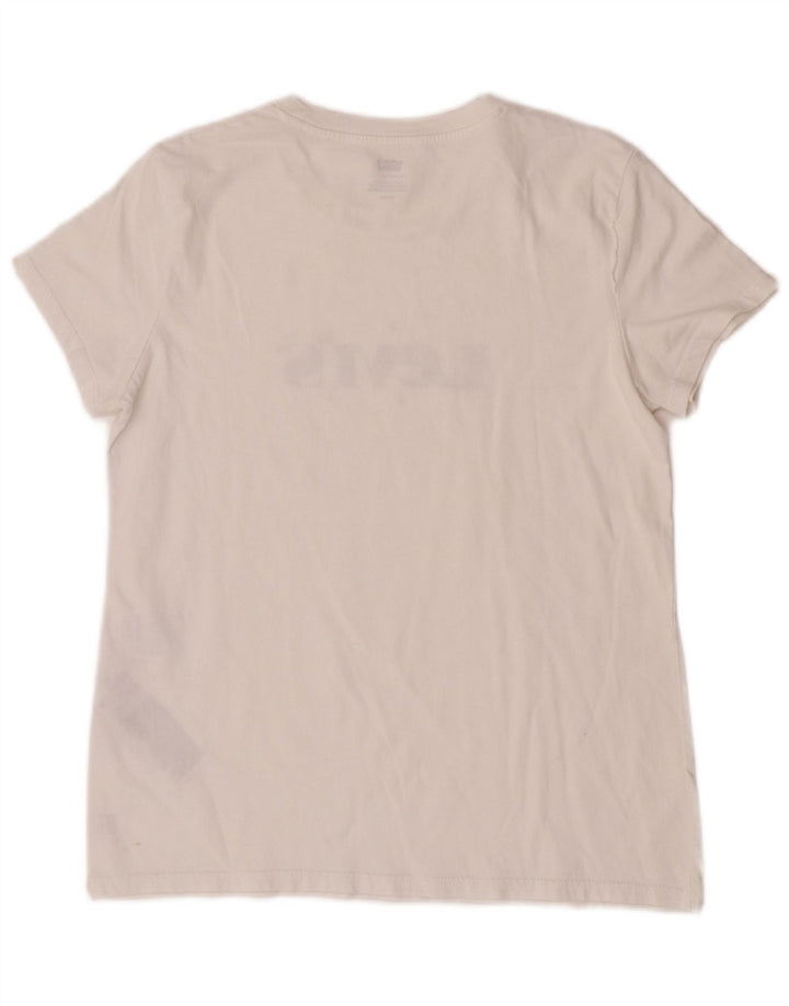T-shirt grafica da donna Levi's Top UK 14 cotone bianco medio