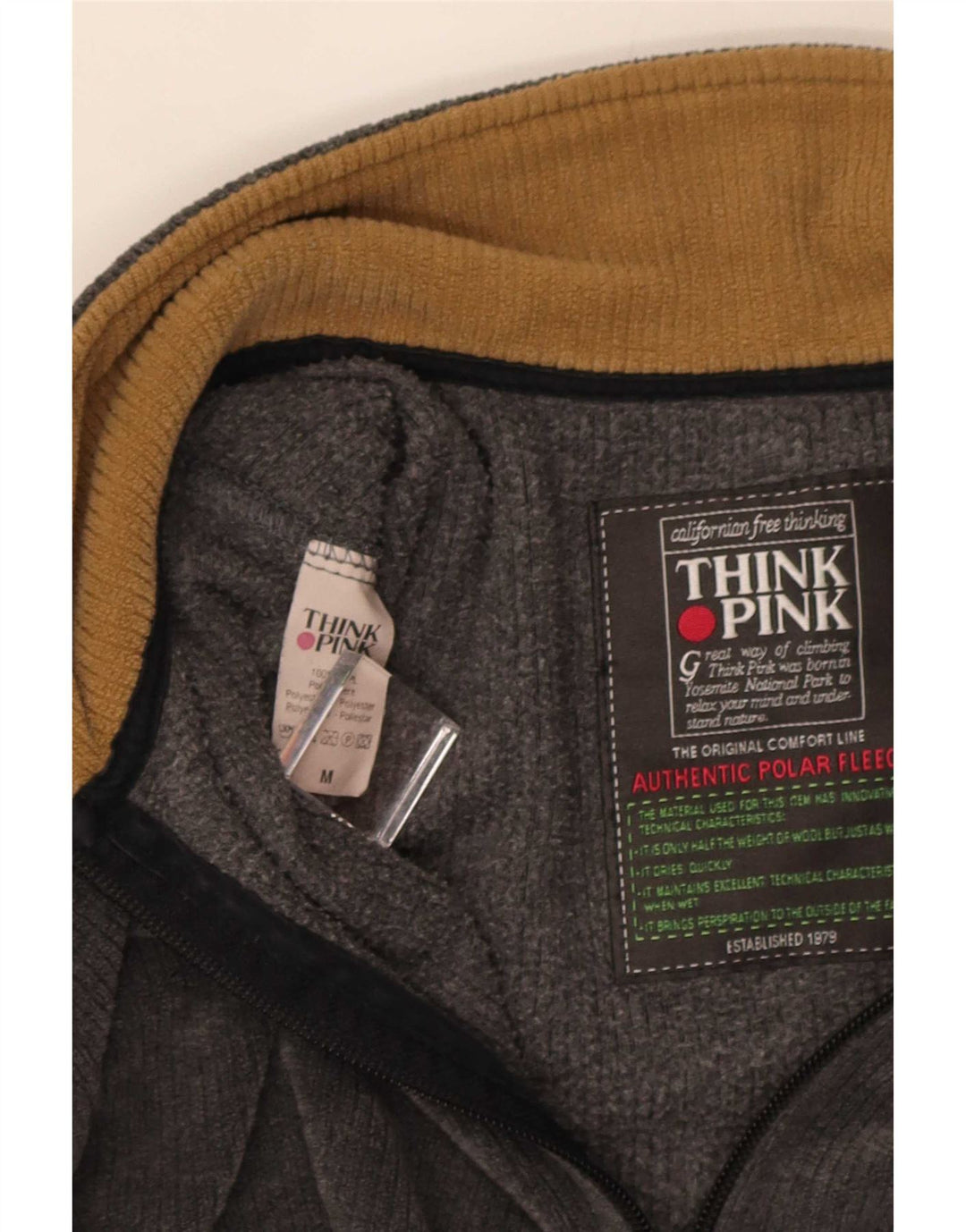 Think Pink Maglione in pile da uomo con collo con zip grafico Colore grigio medio