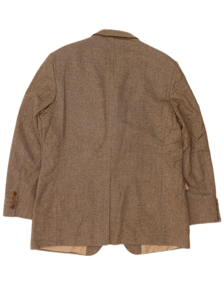 Giacca blazer a 3 bottoni Marks & Spencer da uomo UK 42 grande spina di pesce marrone