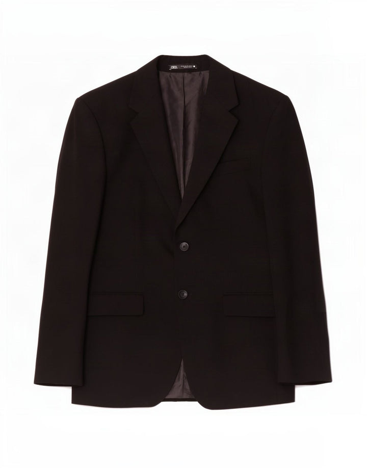 Giacca blazer a 2 bottoni da uomo Zara EU 48 viscosa nera media