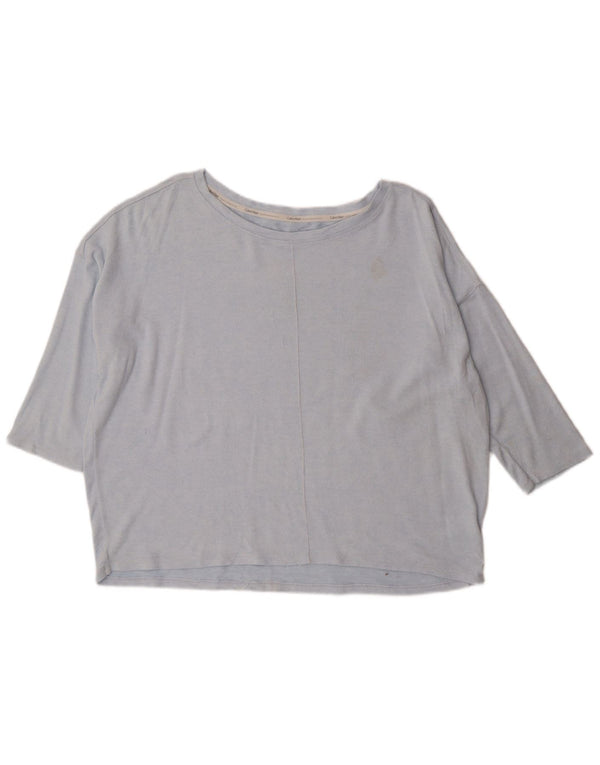 Calvin Klein Top oversize da donna manica 3/4 UK 18 XL viscosa blu