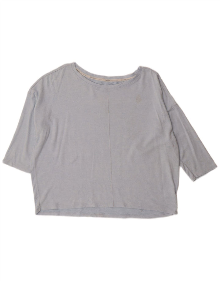 Calvin Klein Top oversize da donna manica 3/4 UK 18 XL viscosa blu
