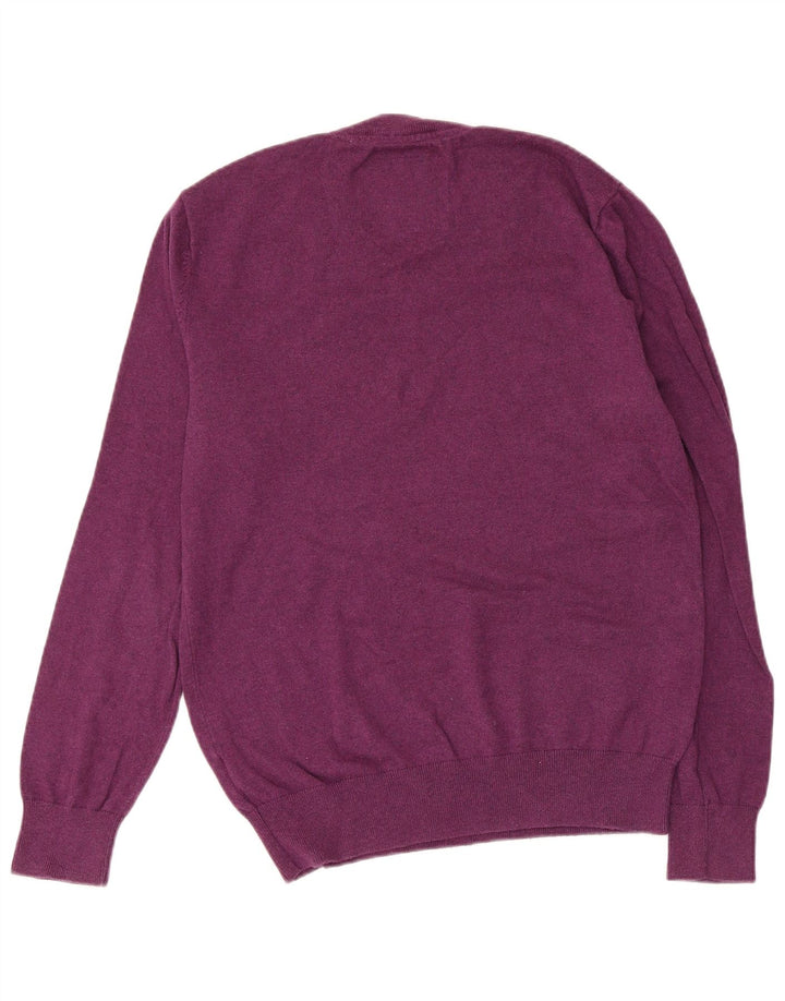 JACK WILLS Maglione da uomo con scollo a V in cotone viola medio