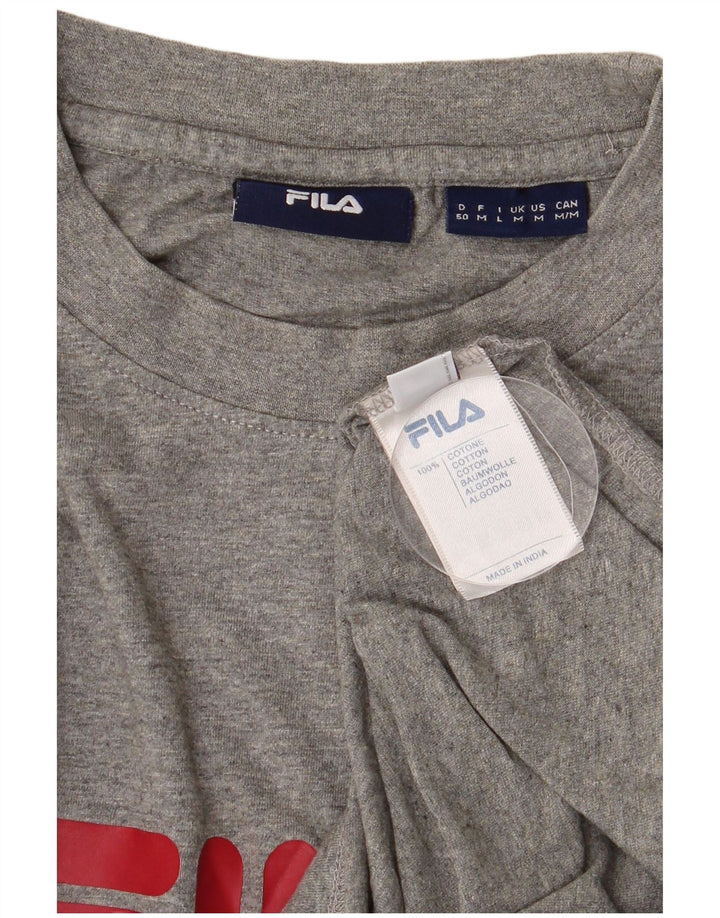 Fila grafica da uomo a maniche lunghe in cotone grigio medio