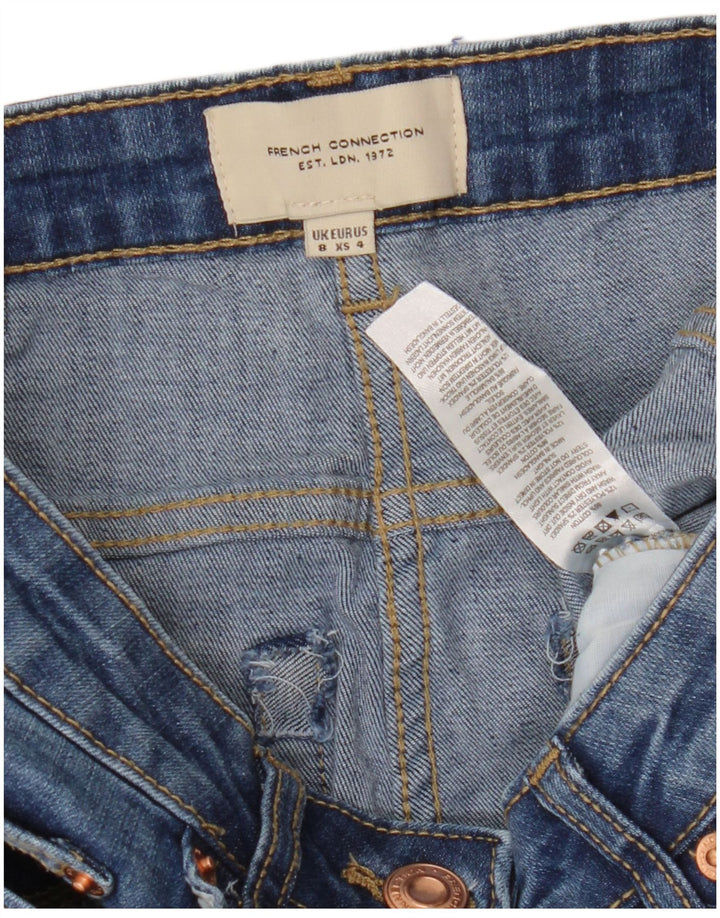 FRENCH CONNECTION Jeans Capri a gamba larga da donna UK 8 Small W26 L22 Blu