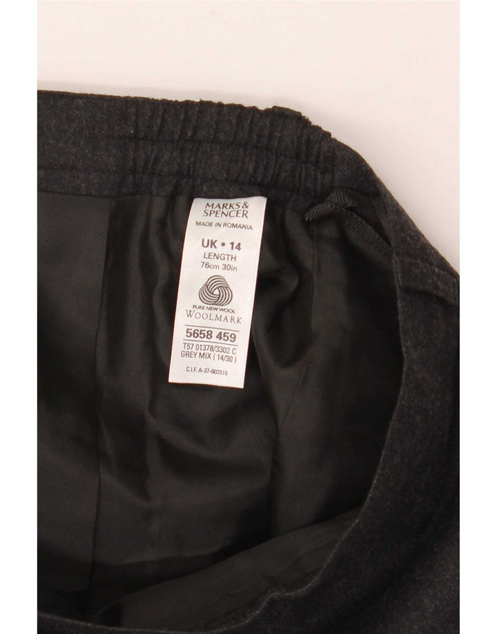 Gonna longuette da donna Marks & Spencer UK 14 media W30 lana vergine grigia