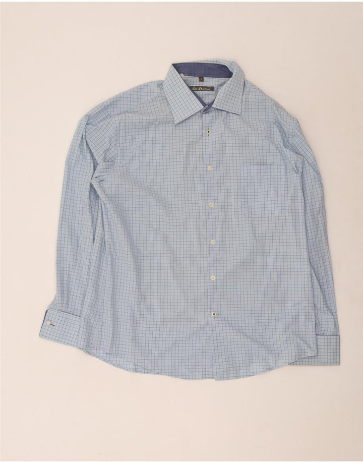 Camicia formale da uomo Ben Sherman XL in cotone a quadri blu